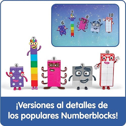 hand2mind Numberblock Friends Six to Ten Figures, Conjunto de Figuras de Acción Caricaturas, Figuras de Juguete, Conjuntos con Figuras de Acción, Pequeñas Figuras para Niños, Juguetes de Números