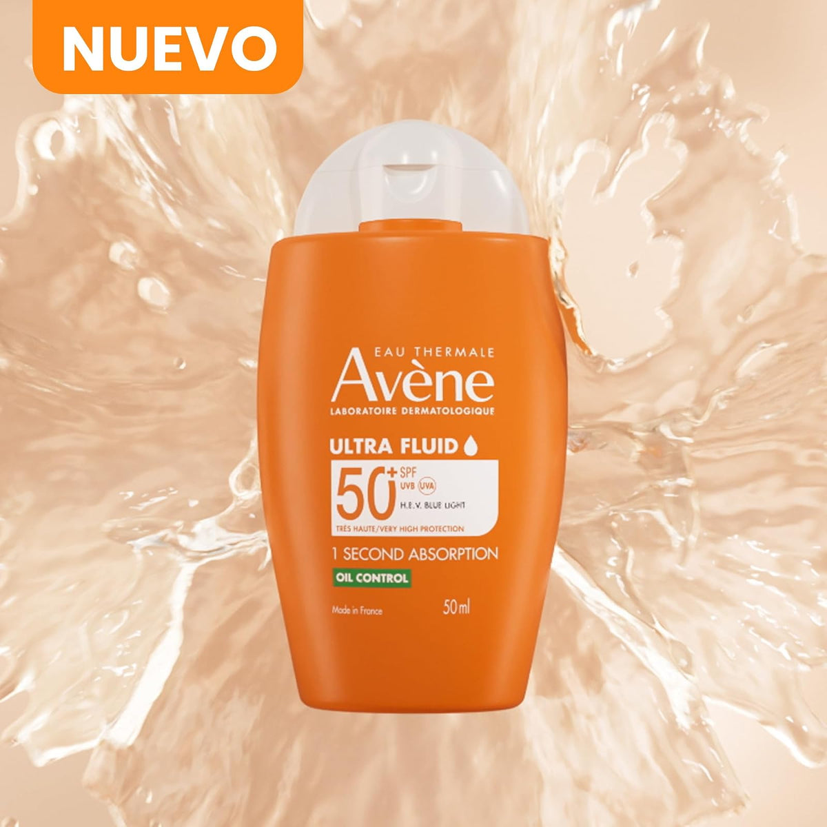 Avene Ultra Fluid Protector Solar Facial Oil Control FPS50 Piel Grasa, 50ml | Oil Control Invisible, efecto mate 14h, -45% brillo, ultra fluida, 50 ml