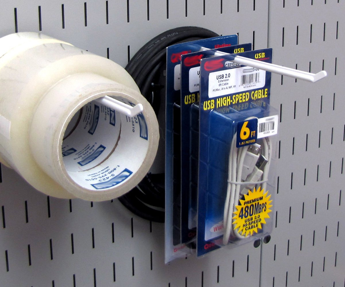 Wall Control KT-200-DLX B Set de ganchos ranurados de lujo para paneles de almacenamiento Blanco