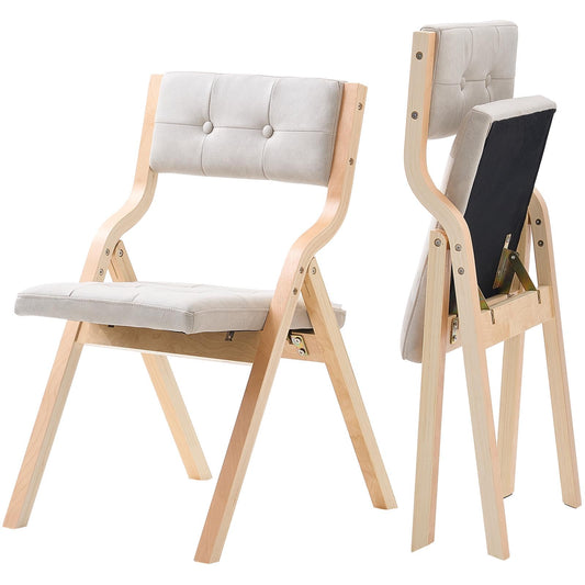 VEVOR - Sillas Plegables de Madera con cojín, Juego de 2, Silla de cojín Plegable portátil con Marco de Madera, Moderna Silla de Comedor Acolchada para Cocina, Oficina, Boda, Fiesta, Comedor, fácil