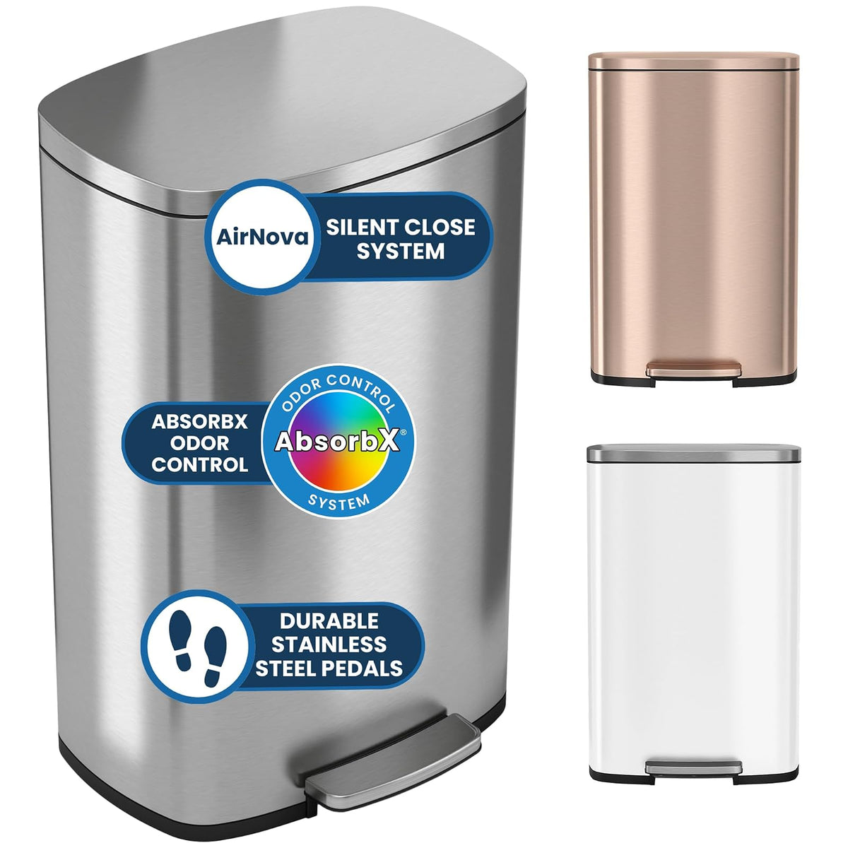 iTouchless softstep 13,2 Galón Acero inoxidable Paso Trash Can, 50 Litro Pedal Kitchen Trash Can