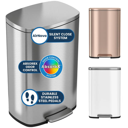 iTouchless softstep 13,2 Galón Acero inoxidable Paso Trash Can, 50 Litro Pedal Kitchen Trash Can