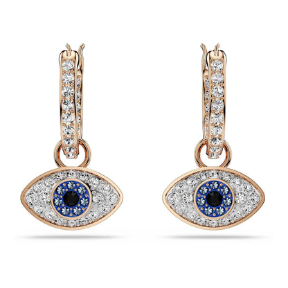 Symbolica arete de gota, Ojo, multicolor, baño en tono oro rosa