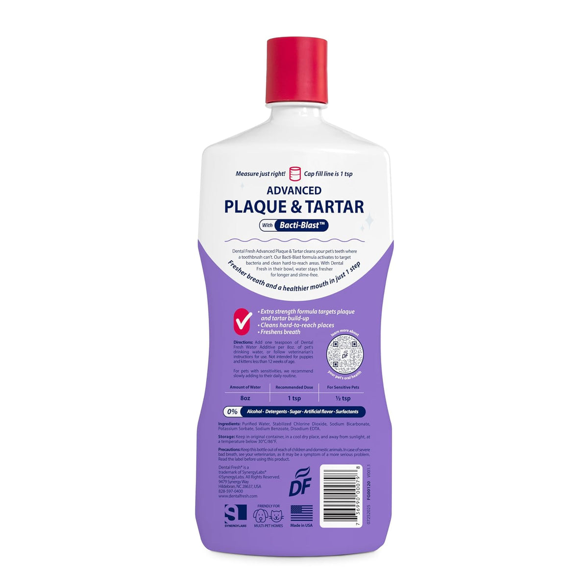 Dental Fresh Advanced Plaque and Tartar Water Additive, 32oz – Dog Teeth Cleaning Formula to Freshen Breath and Improve Overall Oral Health