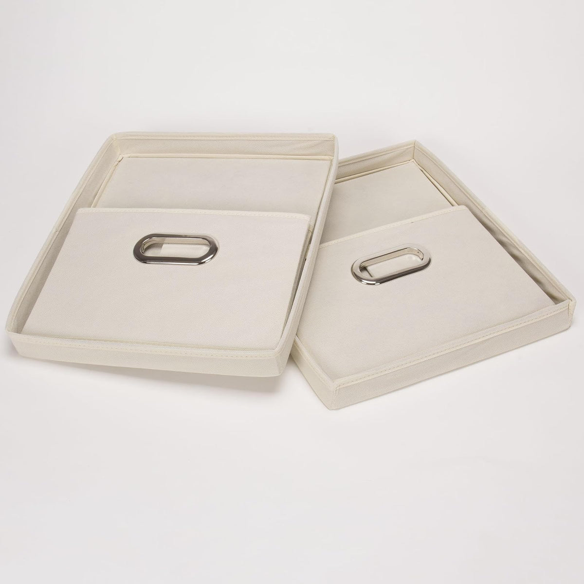 Household Essentials Cajas de Almacenamiento con Tapas y Asas, de Tela, Natural, 1