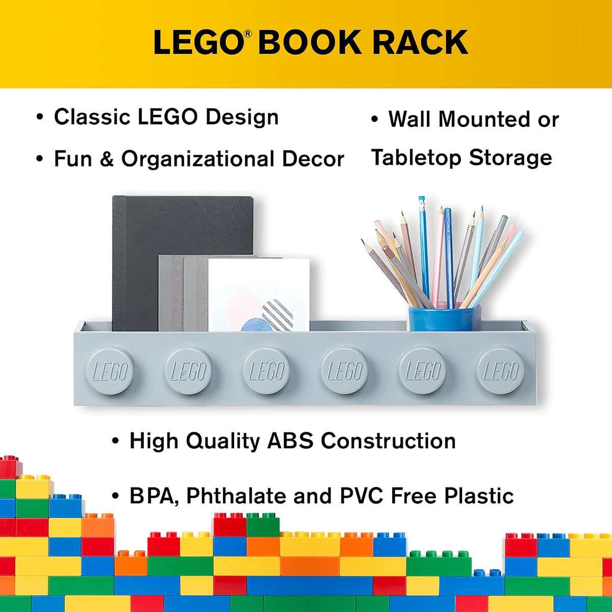 Room Copenhagen, Lego - Estante Decorativo Flotante para Almacenamiento - Gris