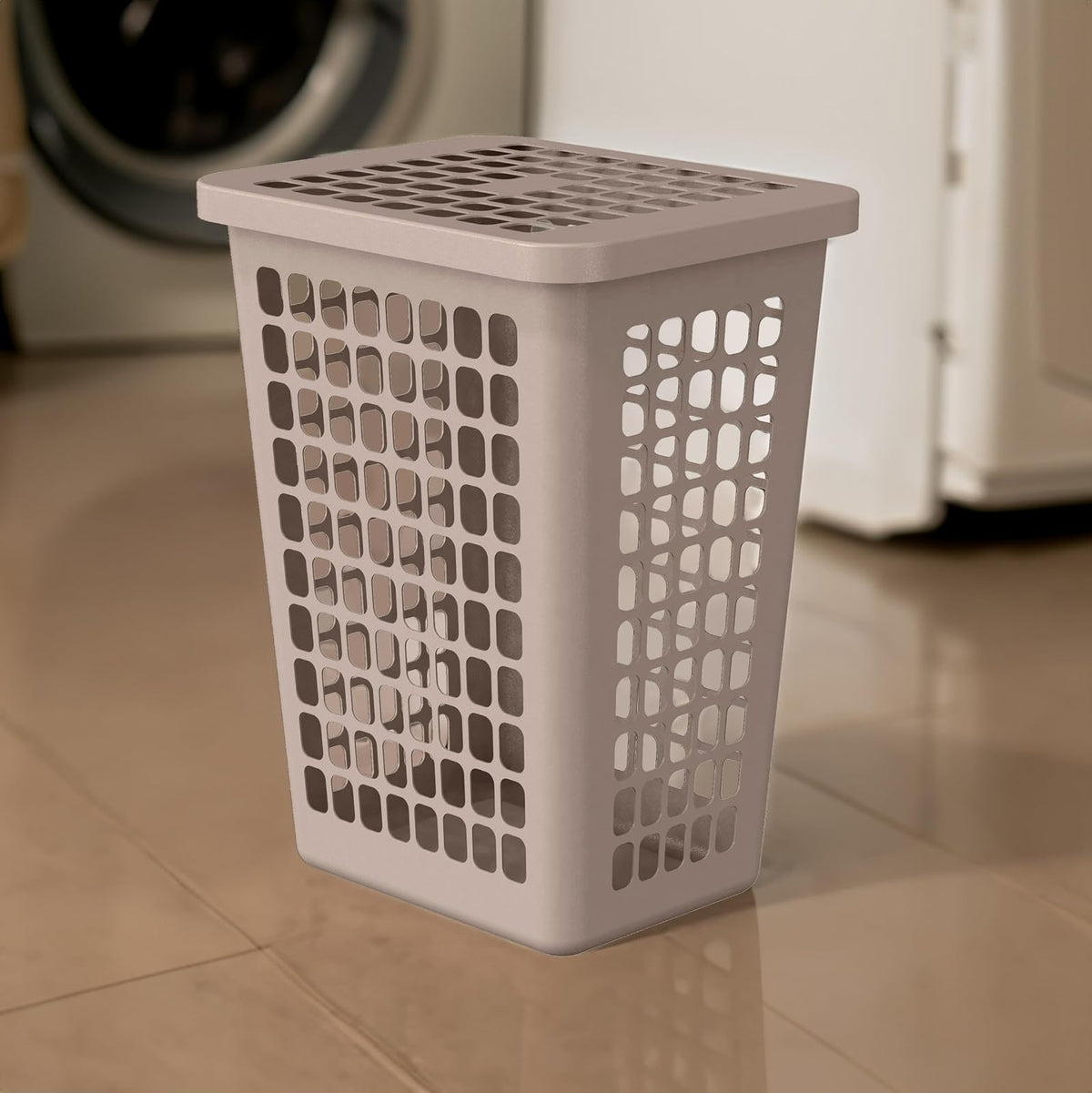 Guateplast Cestos para Ropa con Tapa 55 L | Juego de 2, beige, polipropileno, libre de BPA, asas ergonómicas