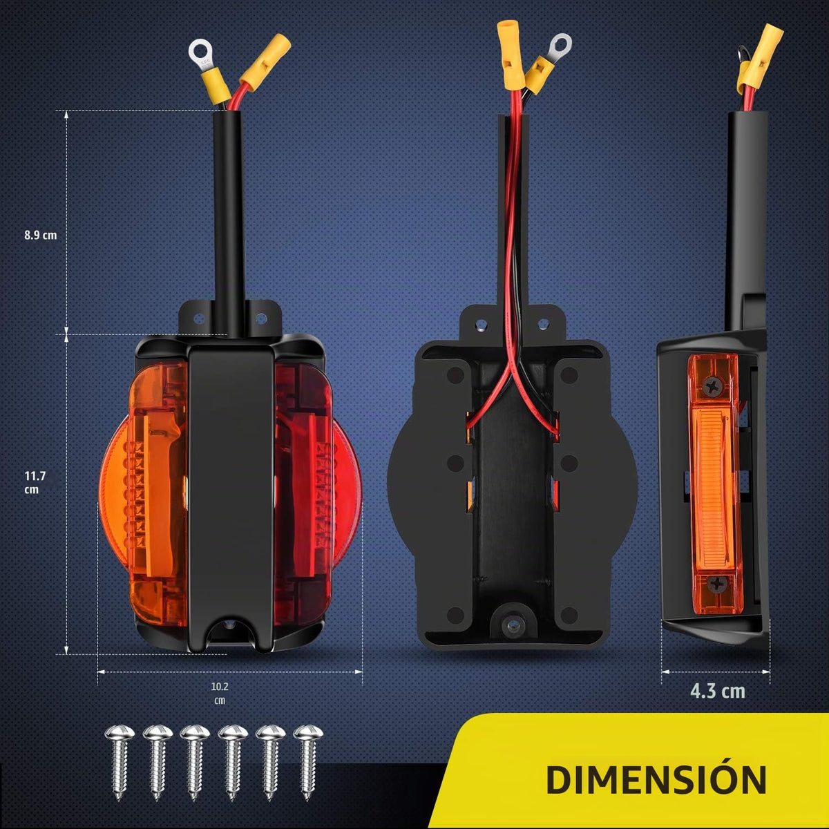 Nilight 2 Luces LED para Guardabarros de Remolque TL-43, Precableadas, Ámbar Frontal y Rojo Trasero