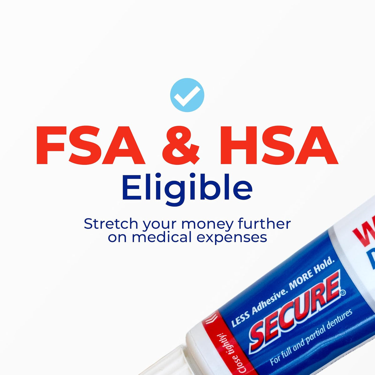 GUM - Secure, Adhesivo para Dentaduras, 40g, Sujeción Fuerte, Pegamento Dental, 1 unidad