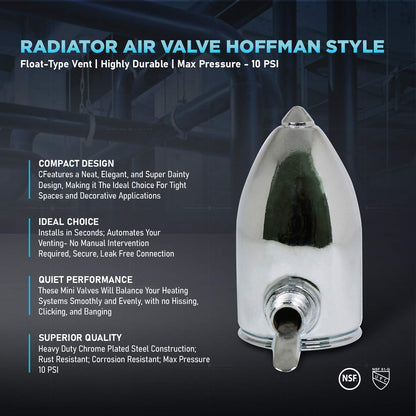 Midline Valve SBWIB18-5 Hoffman Steam Air Vent; Heat Regulator Float Type Valve; Angle Mount; 1/8 in. NPT; Chrome Plated Steel (5 Pack)