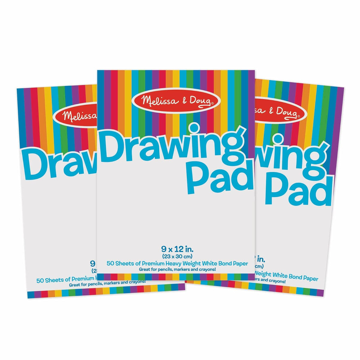Melissa & Doug Bloc de Papel de Dibujo, 3-Pack de Blocs de Dibujar Grandes, las Hojas se Desprenden Fácilmente, 50 Páginas por Paquete - Certificados FSC