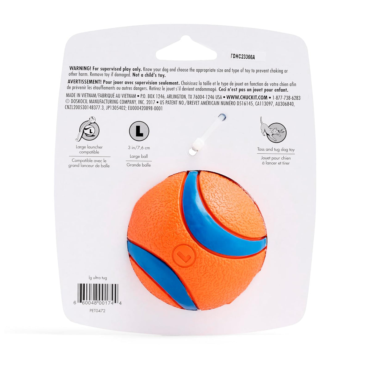 Chuck It Do831301 Pelota Ultra Tug, Grande, Colores Surtidos