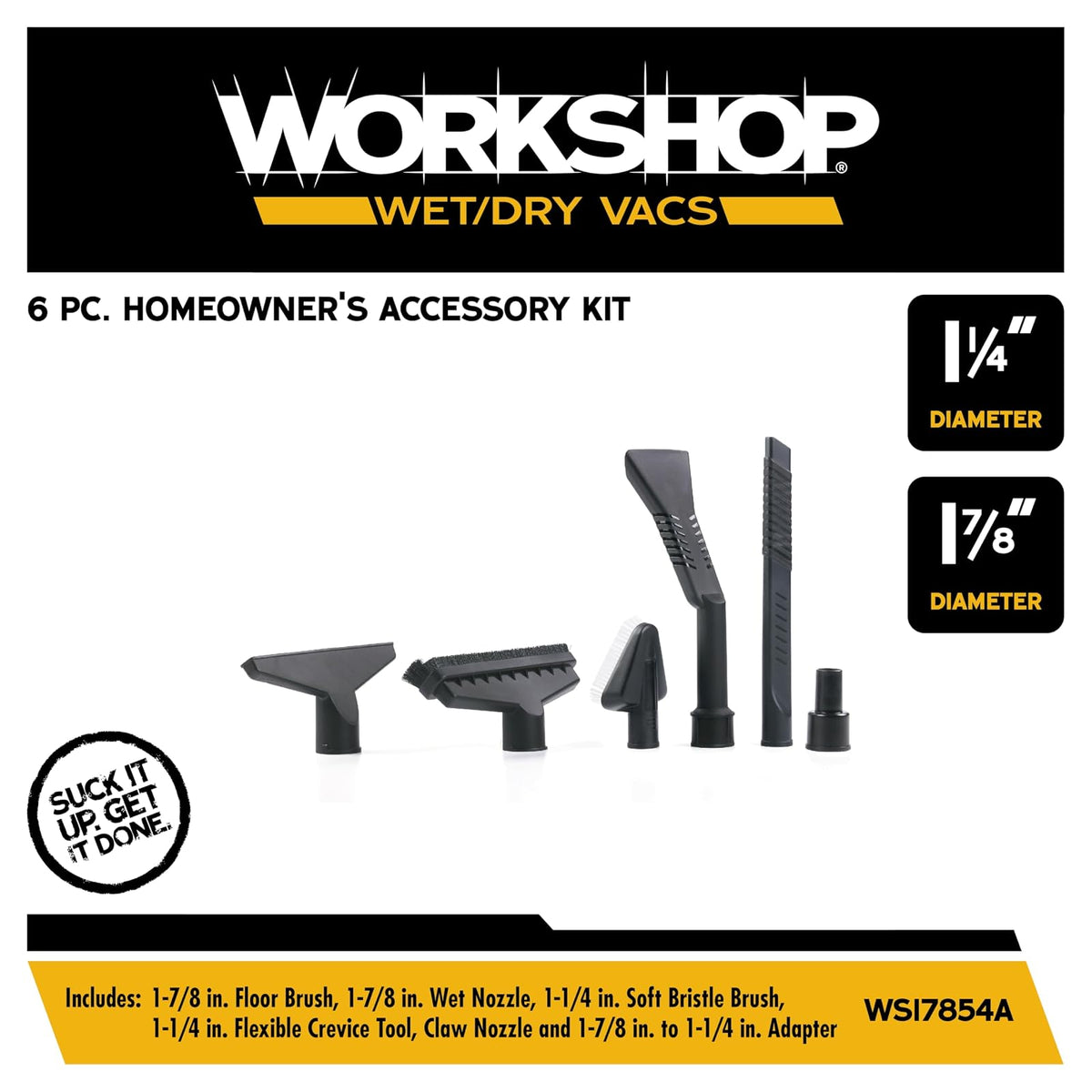 Workshop WS17854A - Accesorios de aspiradora para aspiradora húmeda y Seca de 1-7/8 Pulgadas para Uso con una aspiradora de Tienda Pensando en los propietarios de viviendas