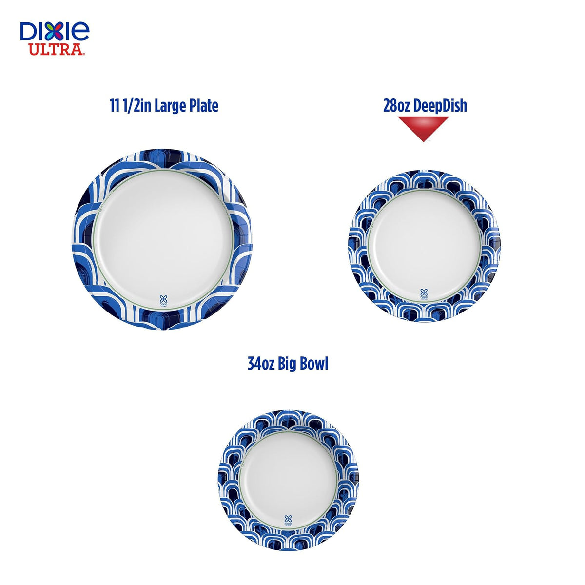 Dixie Ultra Platos de papel de plato profundo, platos desechables impresos de tamaño cena de 9 9/16 pulgadas, 40 unidades (1 paquete de 40 platos), embalaje y diseño pueden variar