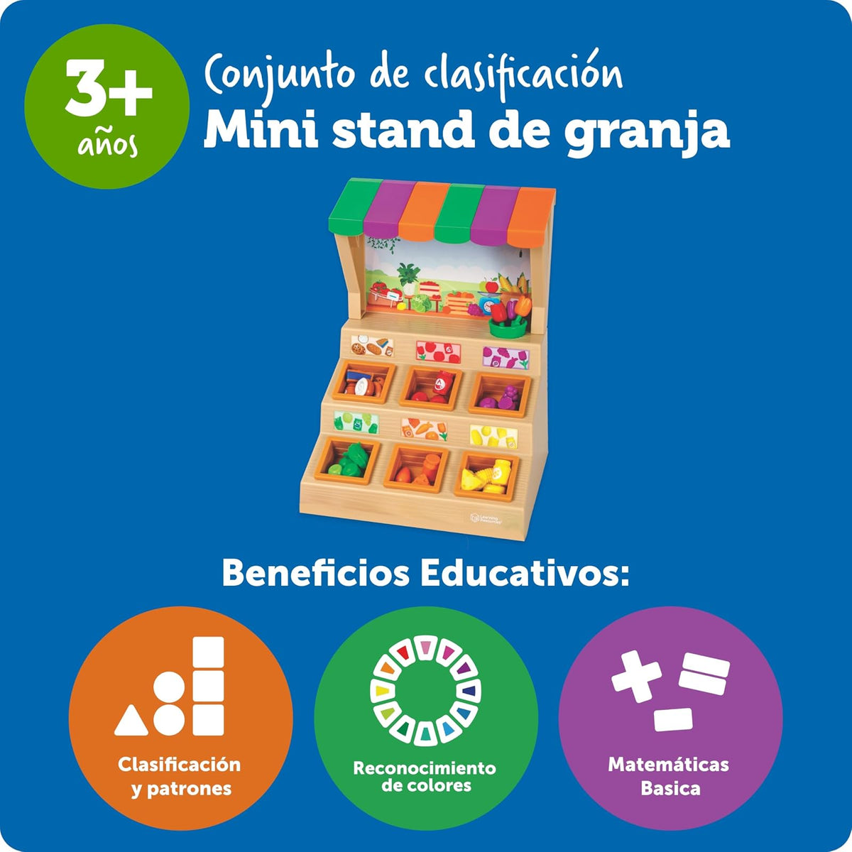 Learning Resources Mini Farmstand Sorting Set, Alimentos de Juguete, Comida de Juguete, Juguete de Clasificación, Cocina de Juguete,Regalo para Niños