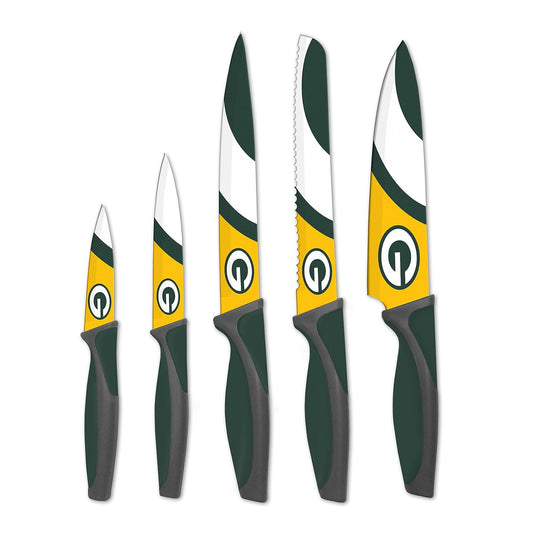 The Sports Vault NFL Green Bay Packers Juego de cuchillos de cocina de 5 piezas