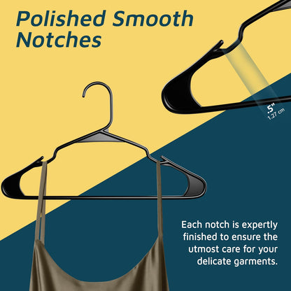 Plastic Clothes Hanger Set - 30 Pieces Versatile, Lightweight, Space-Saving, Non-Slip, Slim Designed, Dry and Wet Clothes Hanger Set - Black