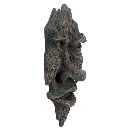 Design Toscano Nottingham Woods Greenman - Escultura de Pared de fantasía para Interiores y Exteriores, 15 Pulgadas de Alto, Resina de Piedra fundida, Acabado de Madera