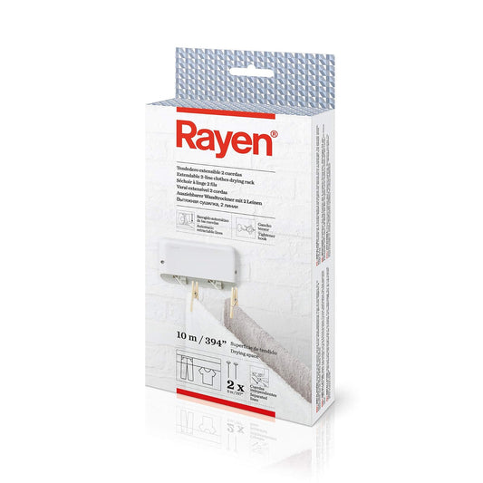 Rayen 39 Tendedero Plegable, Resina, Blanco, 10 m