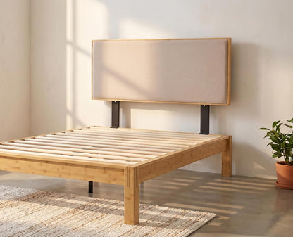 Luuna - Cabecera Cama Queen Size, Cabecera de Cama de Madera de Bambú, Respaldo para Cama Resistente, Tapizada, Garantìa de 1 Año, Color Beige