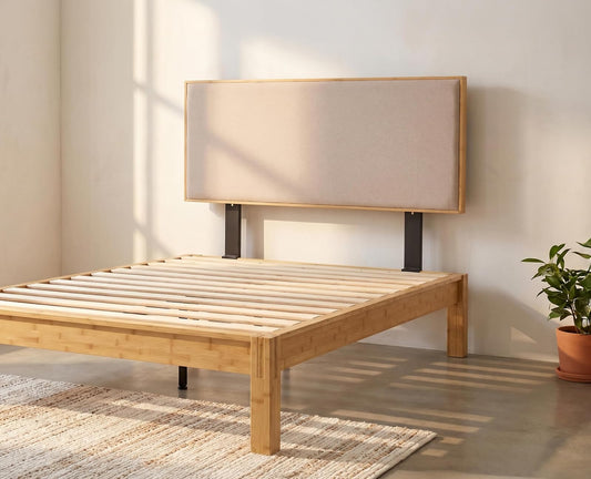 Luuna - Cabecera Cama Queen Size, Cabecera de Cama de Madera de Bambú, Respaldo para Cama Resistente, Tapizada, Garantìa de 1 Año, Color Beige