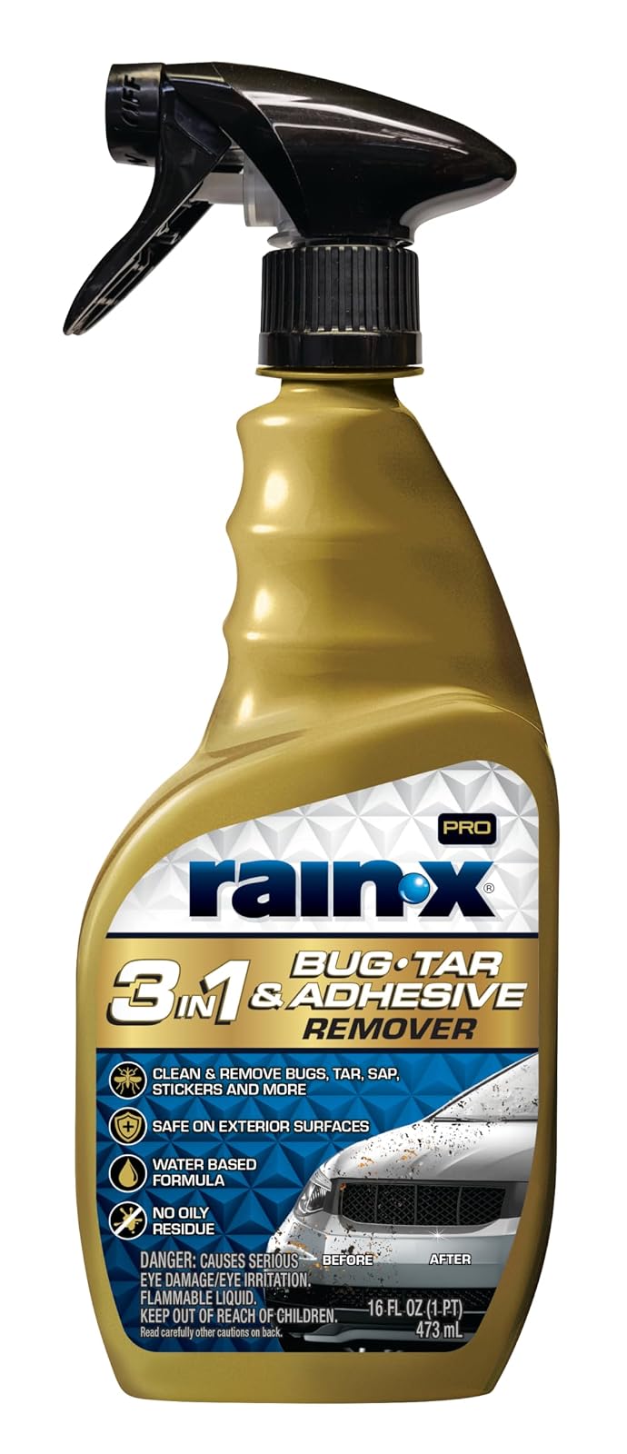 Rain X® 3in1 Bug, Tar & Adhesive Remover. Atomizador 16 oz (473 ml).