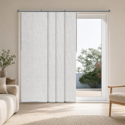 Chicology Persianas Verticales para Puerta Corrediza de Vidrio, Blanco - 117An x 218Al cm - Salón Blanco (Filtro de Luz)