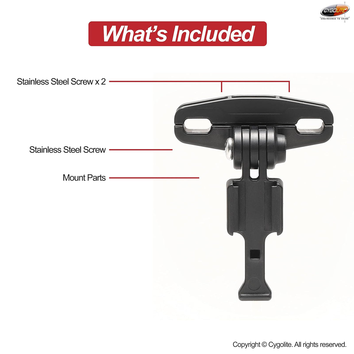 Cygolite - Soporte para riel de sillín - para luces traseras Cygolite Hypershot y Hotshot serie - Se instala debajo del sillín de bicicleta, aspecto menos desordenado, compacto y duradero, se adapta a