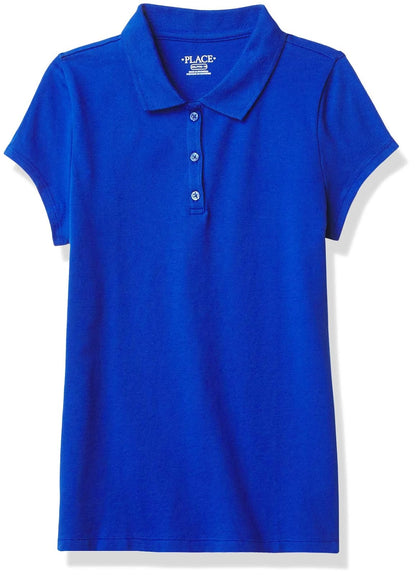 The Children's Place Polo Escolar de Manga Corta para Niña - azul renovado - CH