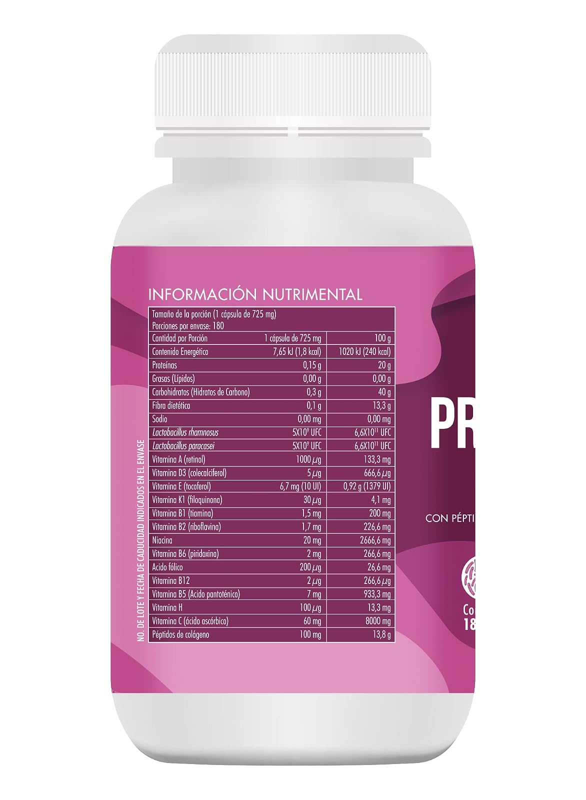 Pre & Probioticos Mujeres 10 Billones UFC + Prebioticos Hidratación Salud de la Piel Salud Digestiva | 180 Capsulas | Vitaminas Complejo B Colágeno | Suplemento Alimenticio | Natural Wisdom