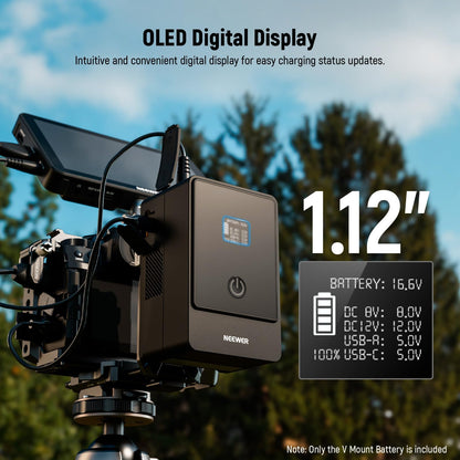 NEEWER Mini V Mount Battery Batería,6800mAh 99Wh V Lock Battery,PD65W Carga Rápida/D-Tap/BP/USB-A/Doble Puerto DC/Pantalla OLED para Camcorder Video Camera Compatible con SmallRig BMPCC 4k 6k, PS099E