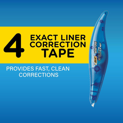 BIC Wite-Out - Cinta correctora de líneas exactas, color blanco, 4 unidades