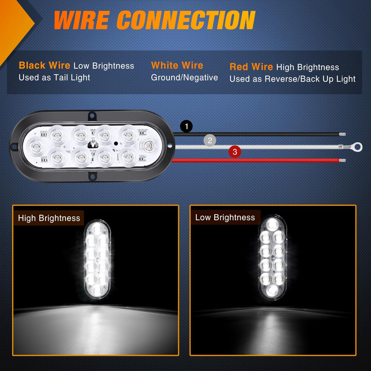 Nilight - Luz trasera LED ovalada de 6 pulgadas, color rojo y ámbar para remolque, 6 unidades, señales de giro de freno de parada a prueba de agua, luces de marcha atrás para camión, RV, barco, autobús, camión, caravana, 2 años de garantía