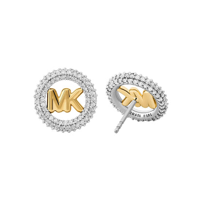 Aretes de botón pequeños Michael Kors con logo en pavé para mujer, MKJ8560931