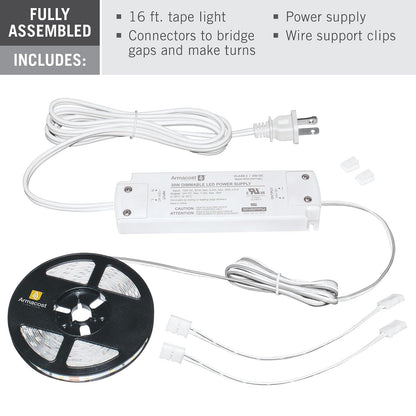 Armacost Lighting RibbonFlex Home 425502 - Kit de luces LED de color blanco brillante regulable, 4000 K (5 m), 16.5 pies, 425502