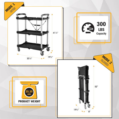 Olympia Tools 85-189 Pack N Roll Carrito de servicio plegable, XL, capacidad de 300 libras, color negro