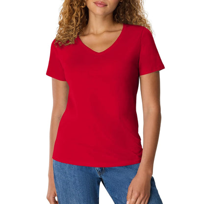 Hanes Playera Cuello en V para Mujer, 100% Algodón - Deep Red - G