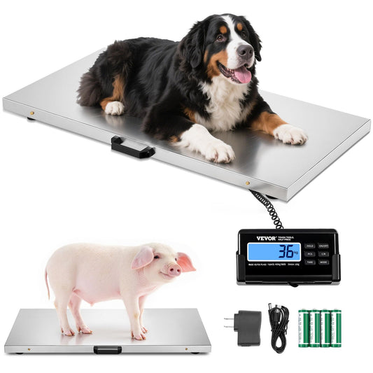 VEVOR - Escala de ganado de 800 libras x 0.25 libras, báscula de envío de plataforma grande, báscula de acero inoxidable de 40.6 x 20.9 pulgadas, báscula industrial de piso grande, escala de animales