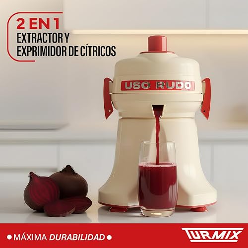 Turmix Uso Rudo Extractor de Jugos y Exprimidor de Cítricos, 127V ~ 50/60 Hz Consumo 440 watts, 3400 RPM