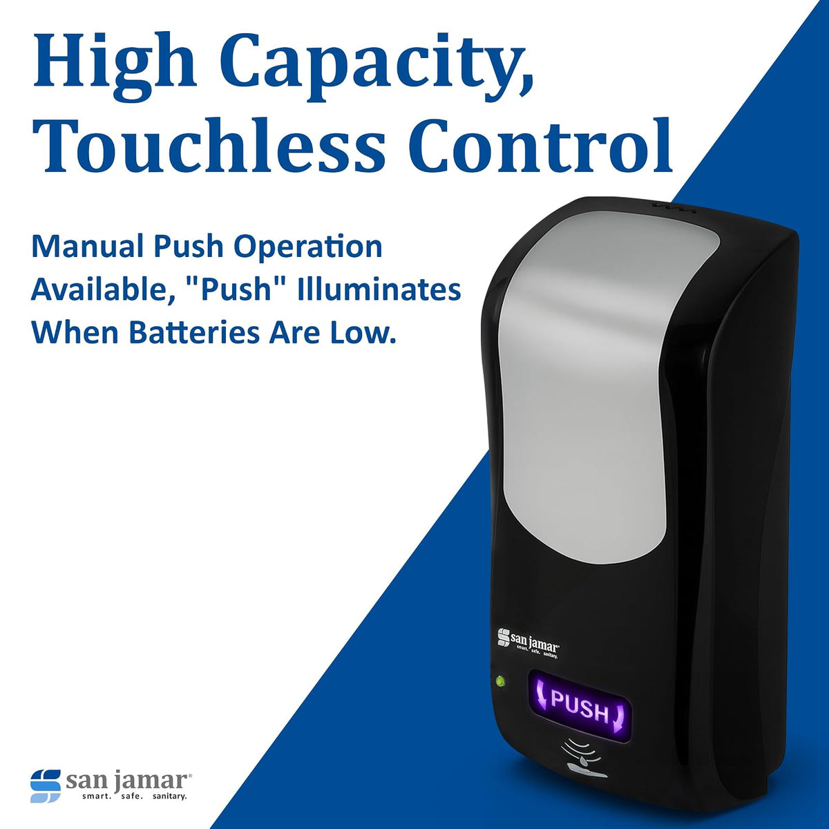 San Jamar SH970BKSS Rely Hybrid Dispenser, Black/Stainless Look