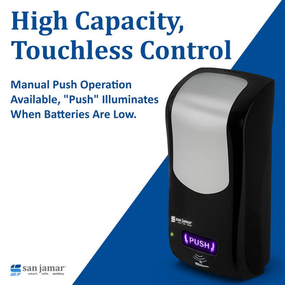 San Jamar SH970BKSS Rely Hybrid Dispenser, Black/Stainless Look