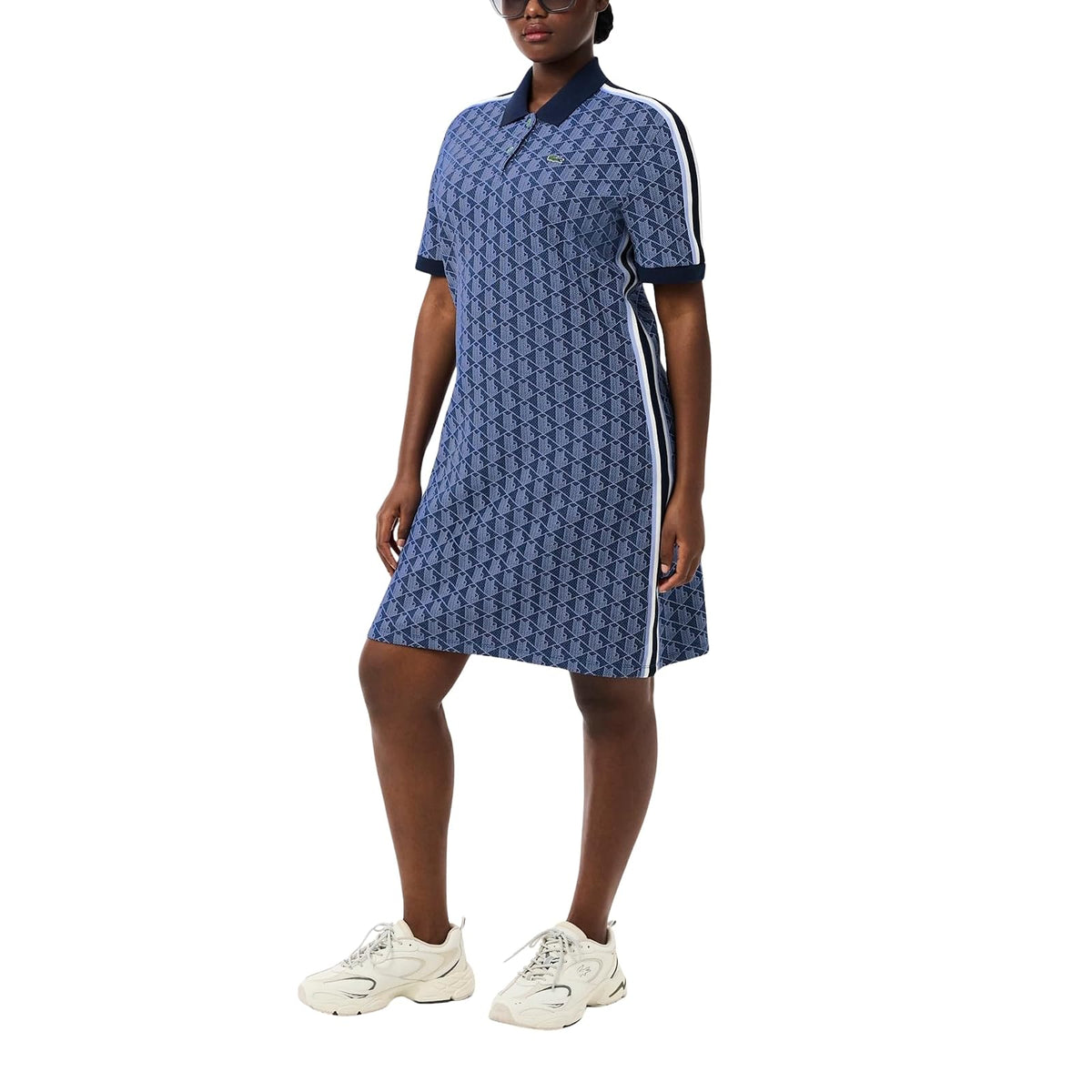 Lacoste Slim Fit Monogram Jacquard Polo Dress Vestido Polo Mujer