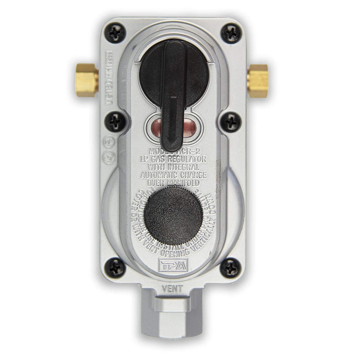 Flame King ACR-2a Regulador de gas propano LP de cambio automático de 2 etapas para caravanas, furgonetas y remolques (sin coletas)