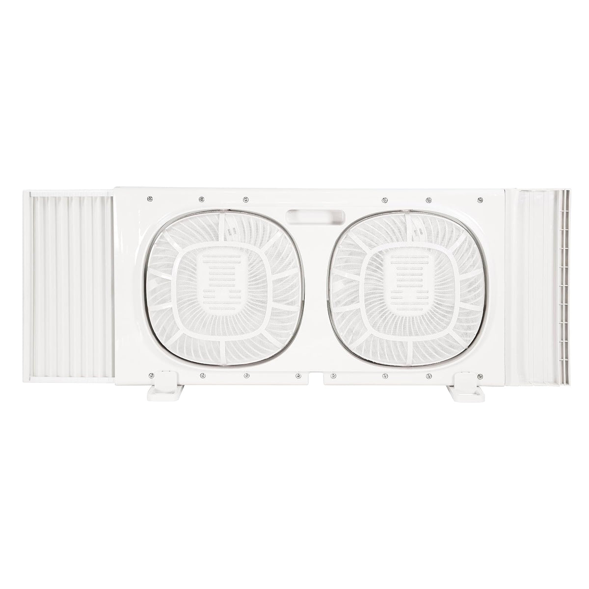Comfort Zone Living Comfort Ventilador de ventana doble de 9 pulgadas con 2 velocidades y cabezales giratorios individualmente de 180°, visualización extraíble para insectos, ideal para el hogar