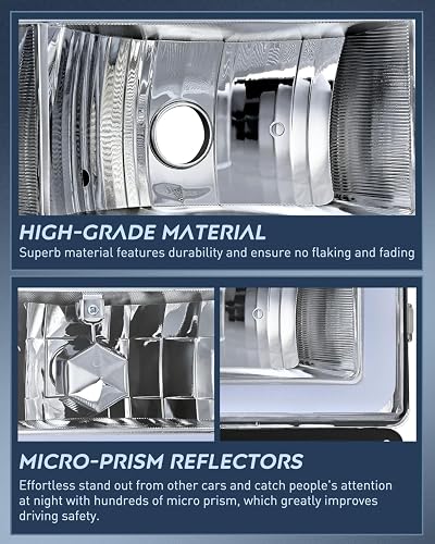 Nilight DRL - Conjunto de faros delanteros compatible con Chevrolet GMC C10 C/K 1988 1989 1991 1992 1993 1994 1995 1996 1997 1998 Chevrolet GMC C10 C/K 1988-1999 Silverado Suburban Sierra Blazer Tahoe