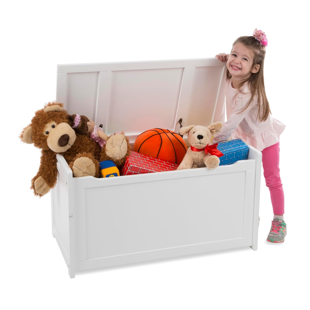Melissa & Doug Baúl de Madera para Juguetes, Baúl de Madera Resistente, 2.3 Metros Cúbicos de Almacenamiento, Fácil de Armar, Blanco