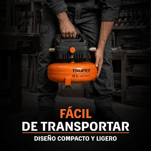 Truper COMP-12S, Compresor libre de aceite compacto 12L, 1 HP 127 V