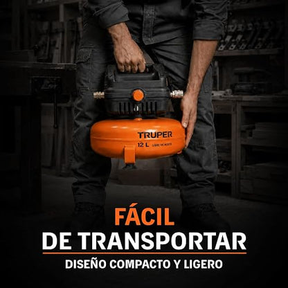 Truper COMP-12S, Compresor libre de aceite compacto 12L, 1 HP 127 V