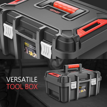DNA Motoring Juego de 2 Cajas de Herramientas - Caja de Herramientas portátil con Organizador y Cerradura y Bandeja extraíble para Taller, Garaje y hogar, Gran Capacidad, TOOLS-00310