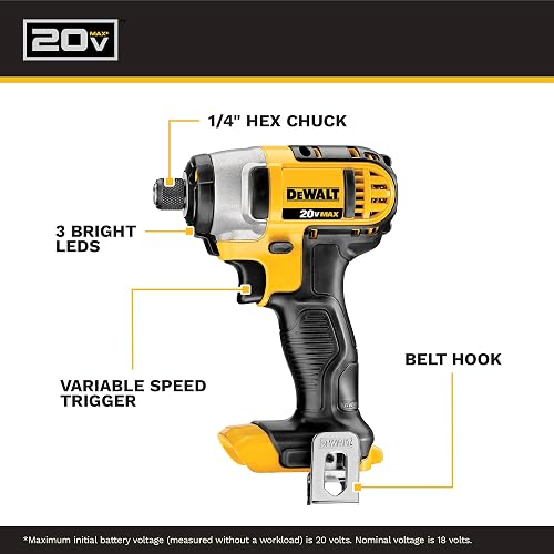 DEWALT Kit Taladro Atornillador y Llave de Impacto 20V, Bolsa, DCK240C2 | Taladro Atornillador y Llave de Impacto, 20V Máx, 2 Baterías, Cargador, Bolsa para Herramientas